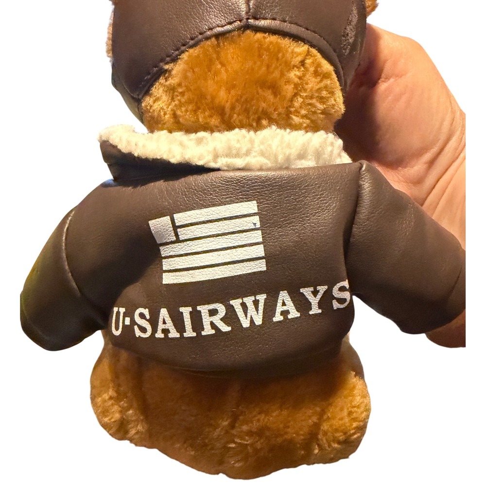 Vintage US Airways Pilot Teddy Bear Kids Small Brown Aviator Flight Jacket - Picture 5 of 5